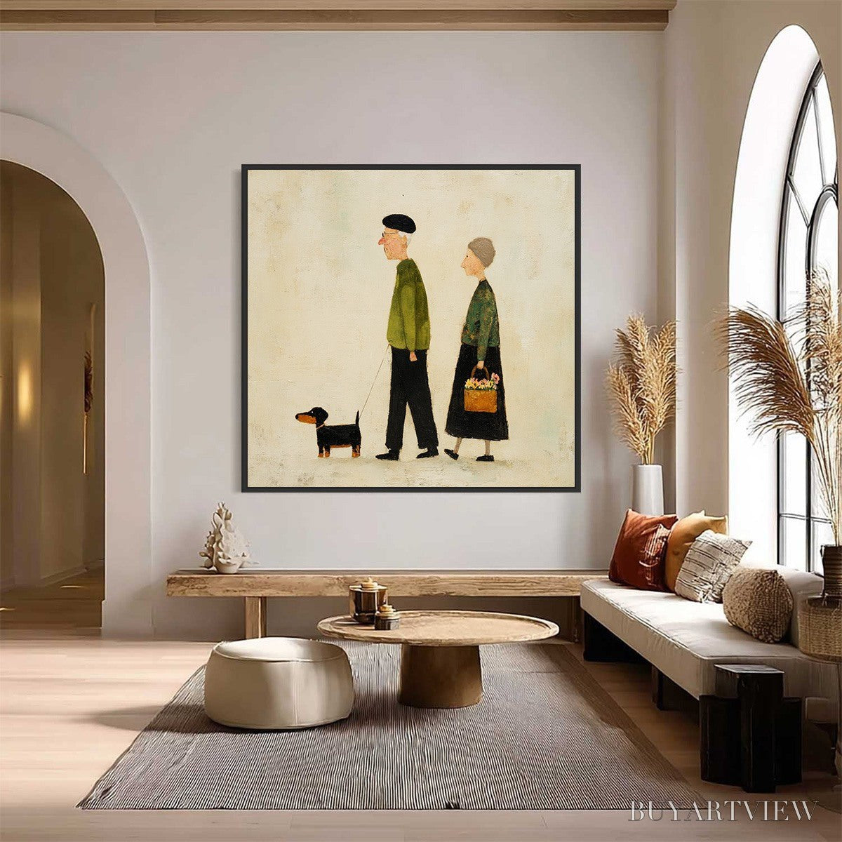 BUYARTVIEW A Lifetime'S Walk – Charming Figurative Art of an Elderly Couple and Their Dog - image 6