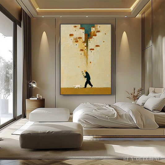 BUYARTVIEW Homeward Bound – Textured Figurative Painting of Man and Dog - image 2