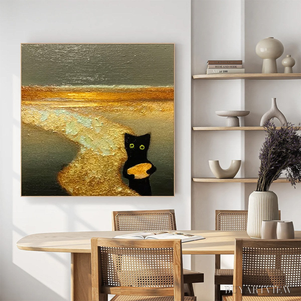 BUYARTVIEW A Cat'S Treasure – Textured Impasto Painting of a Whimsical Black Cat - image 6
