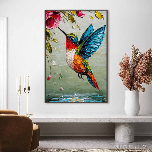 BUYARTVIEW Hummingbird Radiance – Impasto Colorful Wildlife Oil Painting - image 2