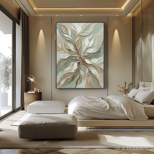 BUYARTVIEW Verdant Whisper – Textured Abstract Botanical Leaf Painting - image 2