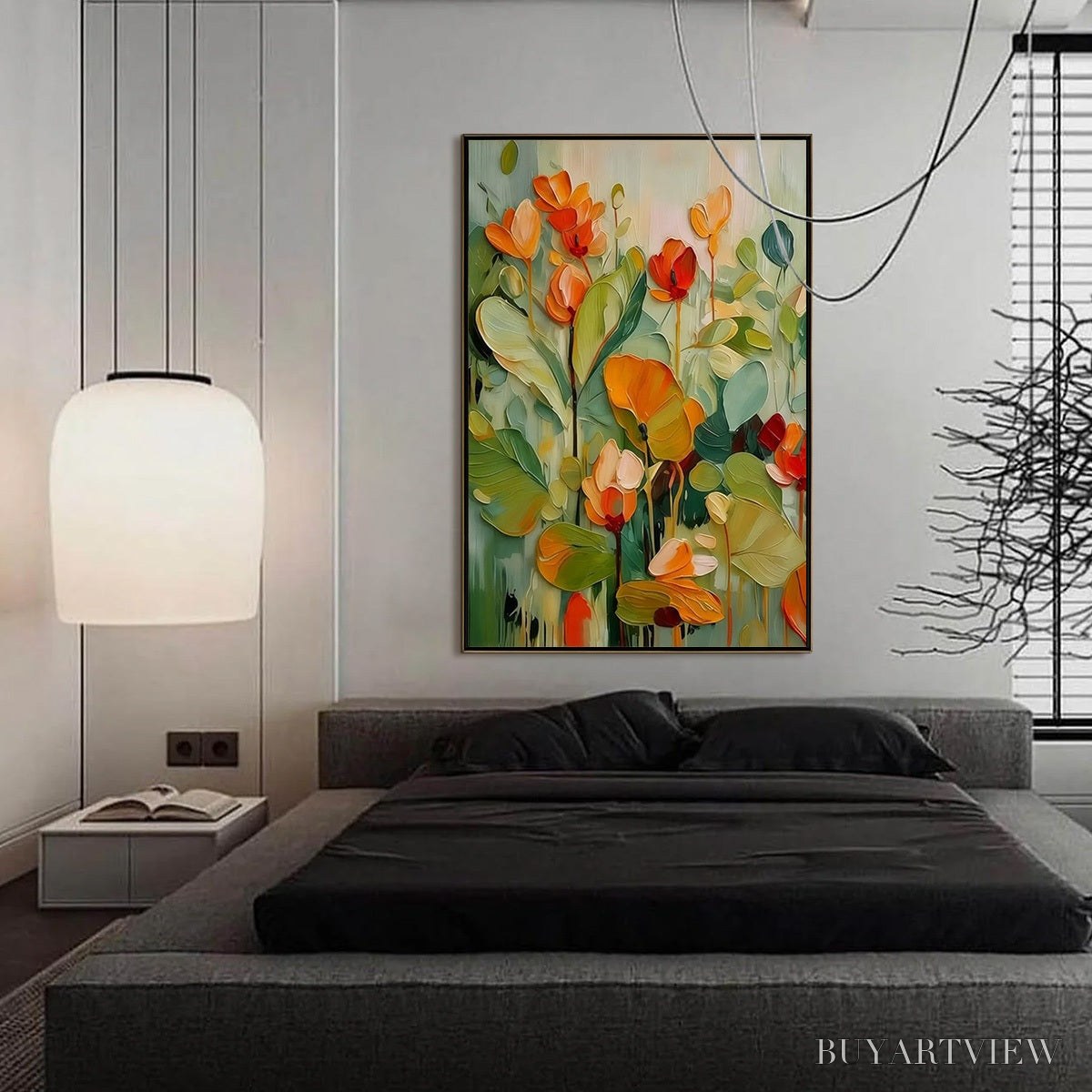 BUYARTVIEW Sunset Blooms – Vibrant Textured Impasto Floral Oil Painting - image 6