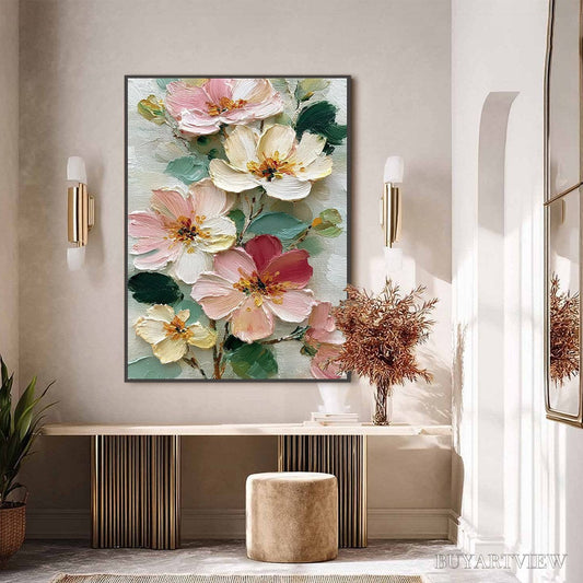BUYARTVIEW Petal Serenade – Vertical Textured Impasto Floral Oil Painting - image 2