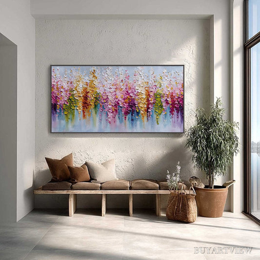 BUYARTVIEW Floral Cascade – Colorful Abstract Floral Impasto Palette Knife Painting - image 2