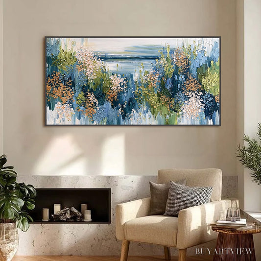BUYARTVIEW Coastal Bloom – Textured Impasto Painting Floral Coastline - image 2