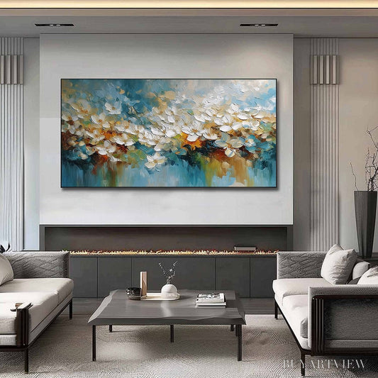 BUYARTVIEW Eternal Bloom – Textured Abstract White Floral Impasto Painting - image 2
