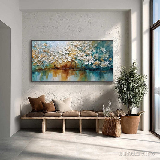 BUYARTVIEW Serene Blooms – Textured Floral Landscape Impasto Oil Painting - image 2