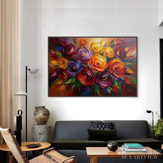 BUYARTVIEW Eternal Bloom – Colorful Textured Impasto Floral Oil Painting - image 2