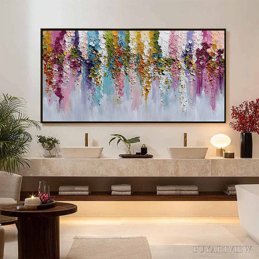 BUYARTVIEW Floral Cascade Heavy Texture Abstract Floral Oil Painting - image 2