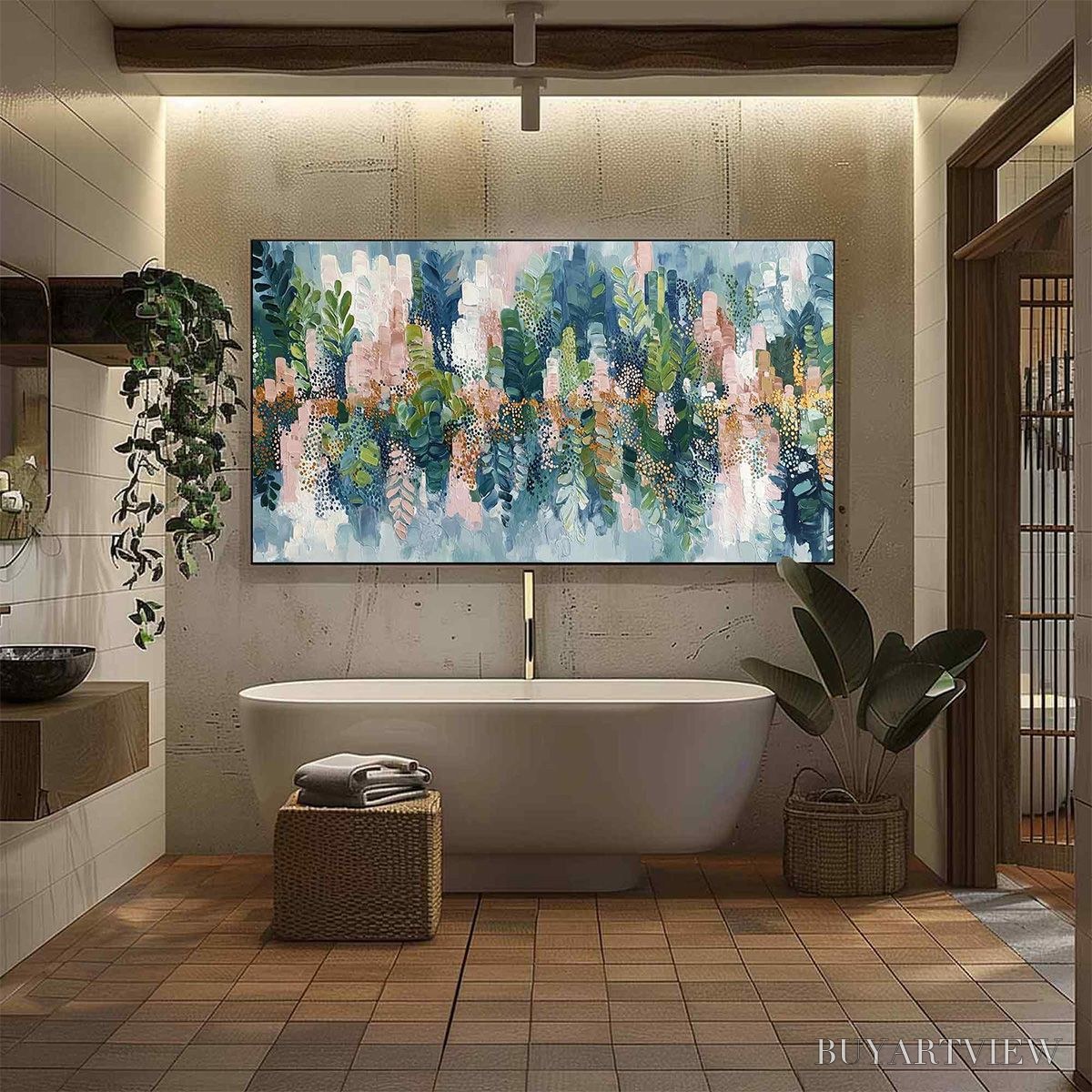 BUYARTVIEW Verdant Sanctuary – Colorful Abstract Botanical Textured Painting - image 6