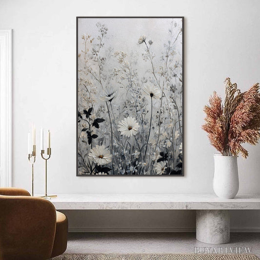 BUYARTVIEW Whispers in the Meadow – Textured Neutral Floral Meadow Painting - image 2