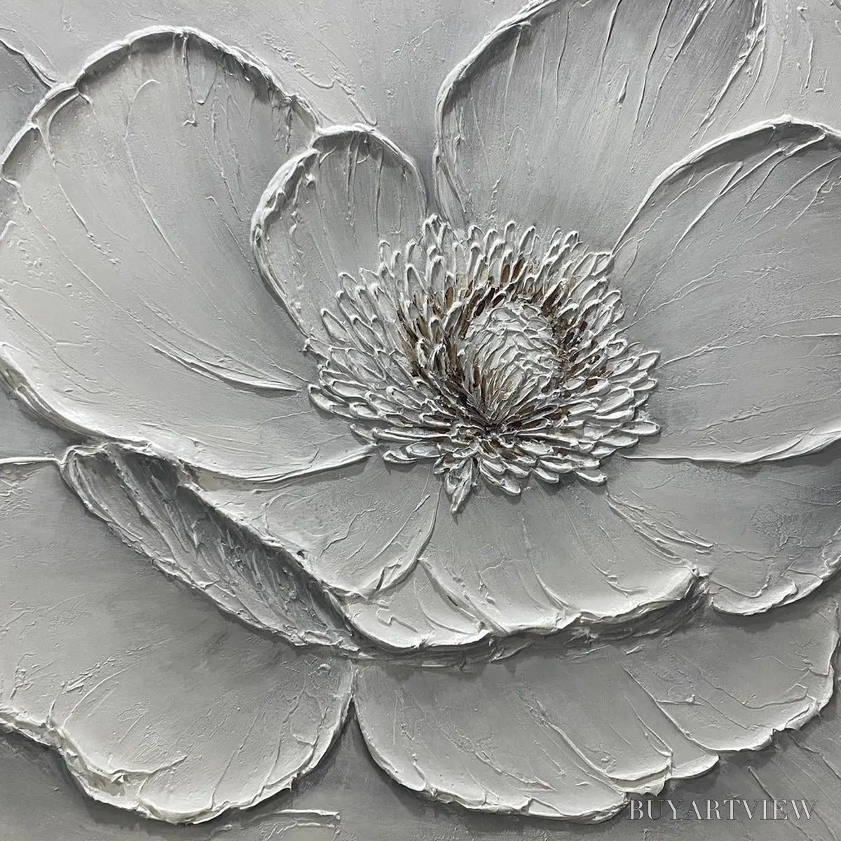 BUYARTVIEW Ivory Bloom – Minimalist Textured Floral Oil Painting - image 6