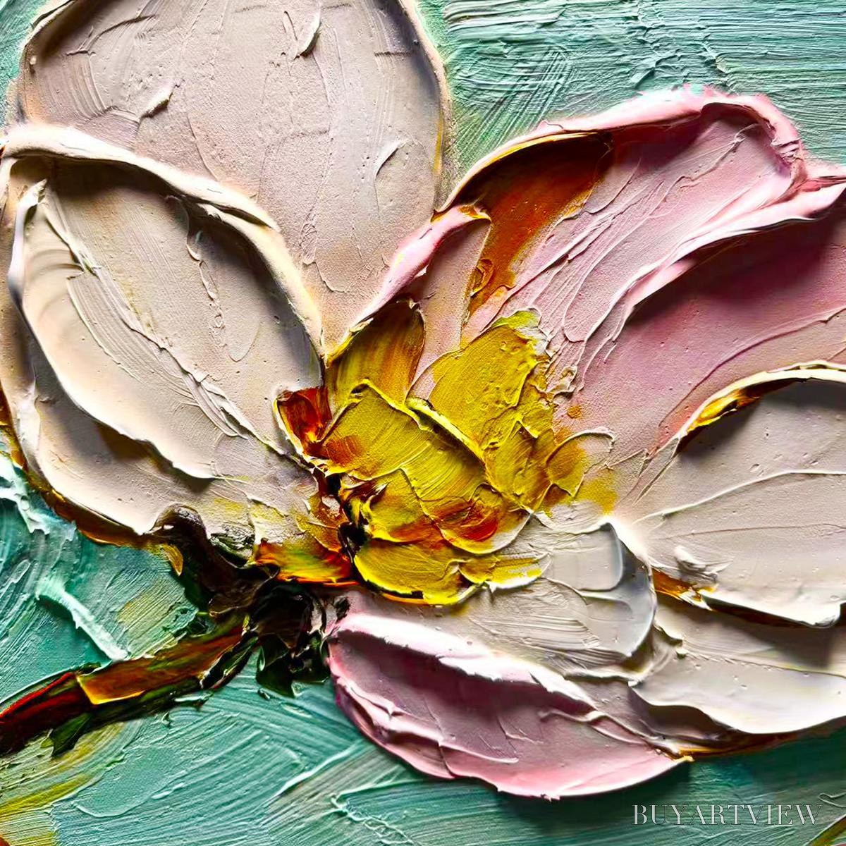BUYARTVIEW Ready to Ship | Blossom Serenade – Textured Impasto Floral Oil Painting - image 5
