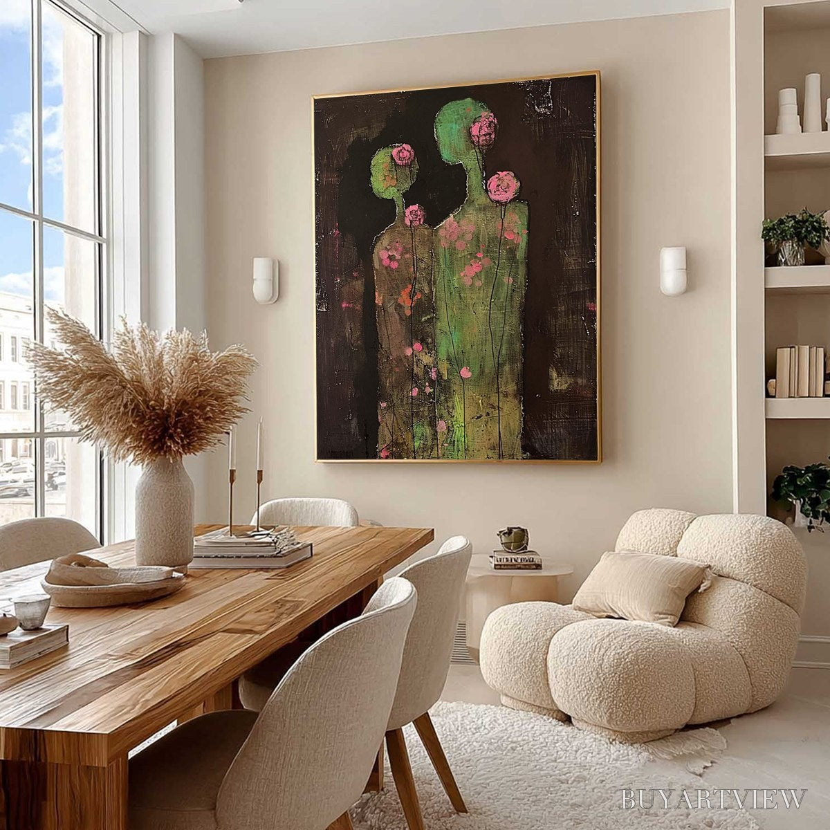 BUYARTVIEW Blossom Shadows – Figurative Floral Portrait Painting - image 6
