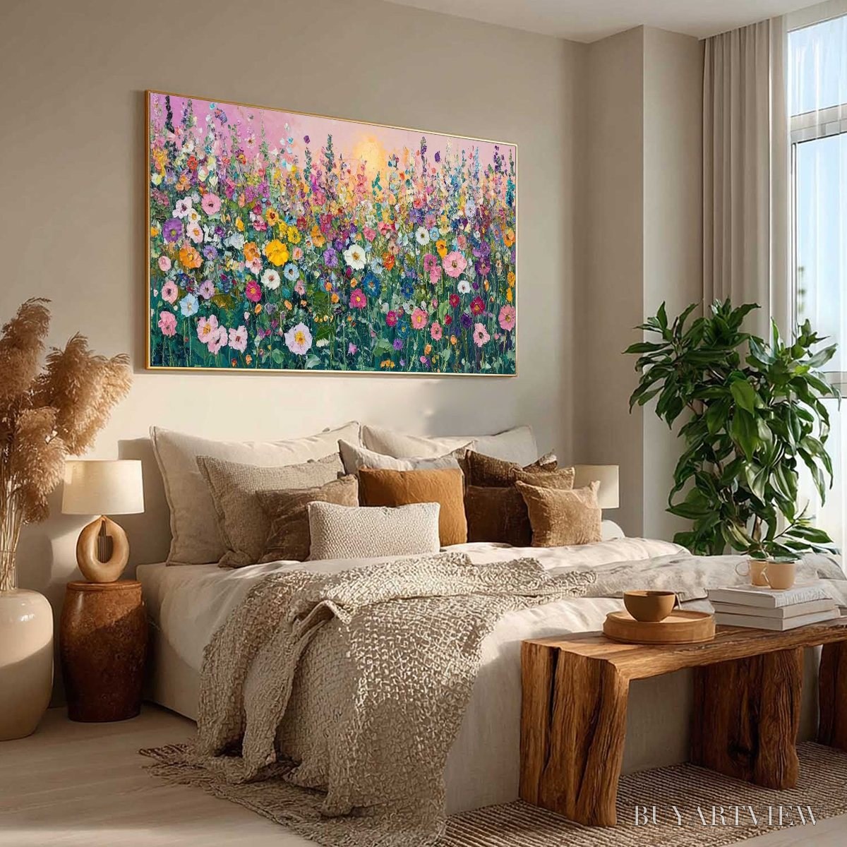 BUYARTVIEW Sunlit Wildflower – Impasto Colorful Floral Field Painting - image 6