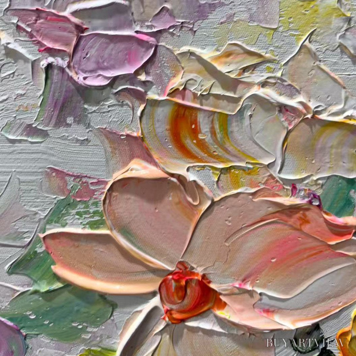 BUYARTVIEW Petal Rain – Textured Impasto Floral Painting - image 6