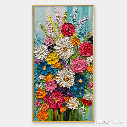 BUYARTVIEW Summer Bouquet – Colorful Floral Impasto Oil Painting - image 2