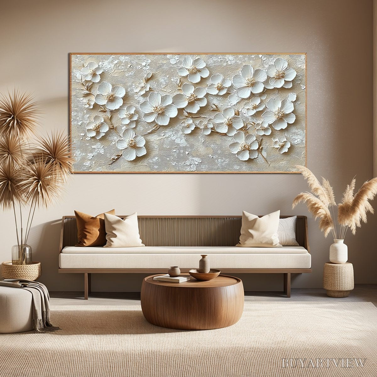 BUYARTVIEW Golden Blossoms – Textured Floral Oil Painting - image 6