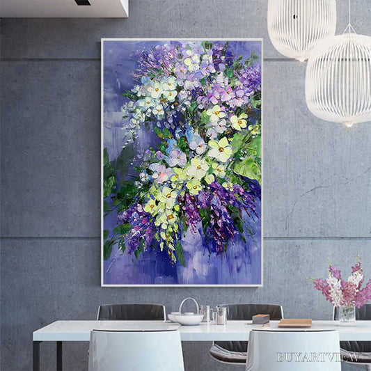BUYARTVIEW Serenity in Purple – Vertical Impasto Floral Oil Painting - image 2