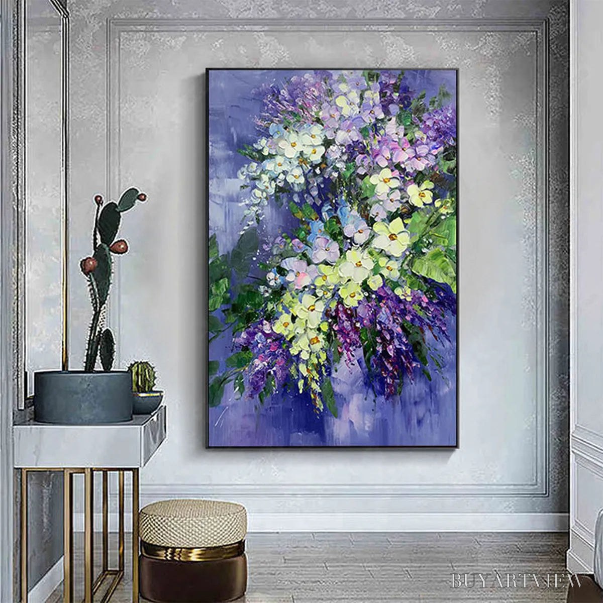 BUYARTVIEW Serenity in Purple – Vertical Impasto Floral Oil Painting - image 6