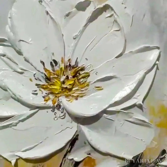 BUYARTVIEW White Blossom – Textured White Floral Painting, Impasto , Vertical Canvas, Romantic Decor - image 2