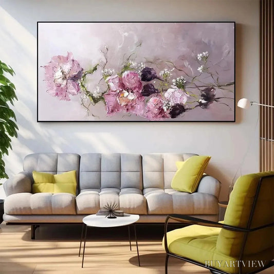 BUYARTVIEW Dusk Blossoms – Floral Painting, Panoramic , Romantic Decor - image 2