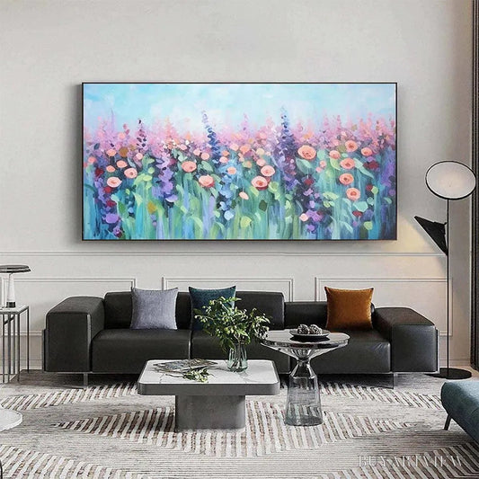 BUYARTVIEW Pastel Meadow – Impressionistic Floral Landscape Painting - image 2