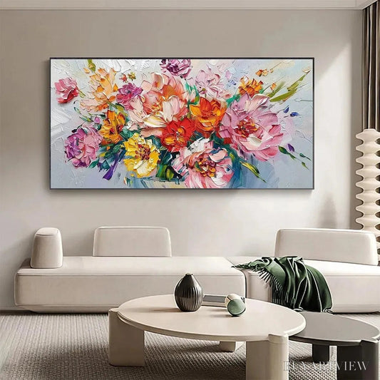 BUYARTVIEW Vibrant Bouquet – Textured Impasto Floral Bouquet Painting in Vibrant Colors - image 2