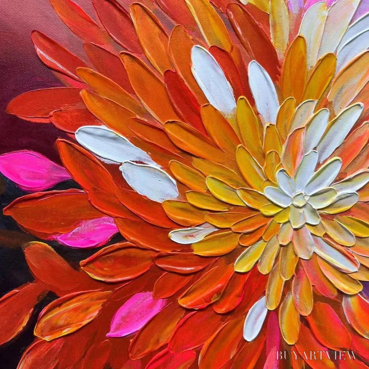 BUYARTVIEW Rainbow Petals – Textured Impasto Abstract Floral Painting in Rainbow Colors - image 6