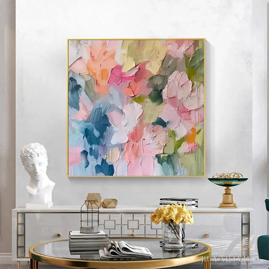 BUYARTVIEW Pastel Dream – Textured Abstract Floral Painting in Soft Pastel Colors - image 2
