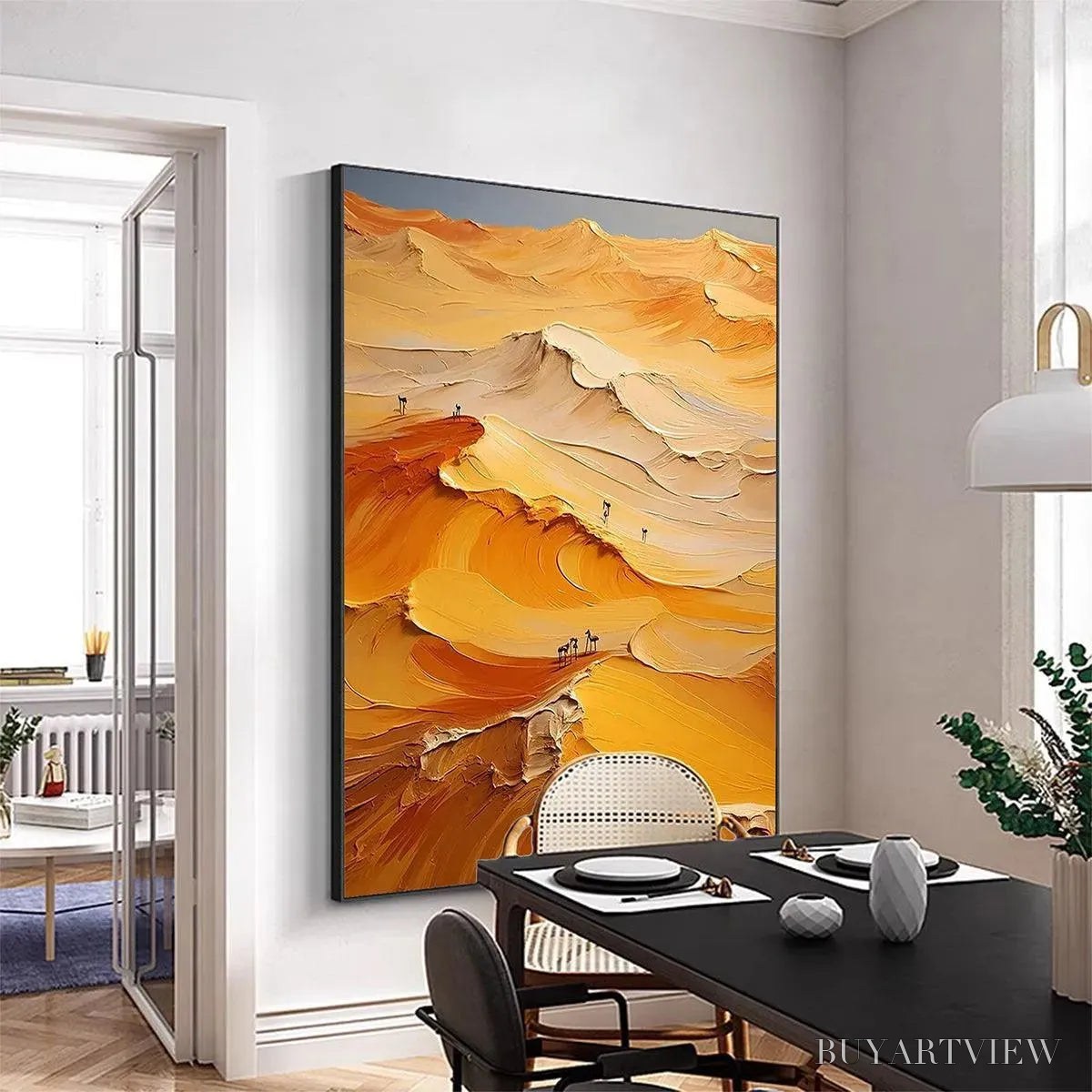BUYARTVIEW Golden Dunes – Textured Orange Desert Landscape Impasto Painting - image 6