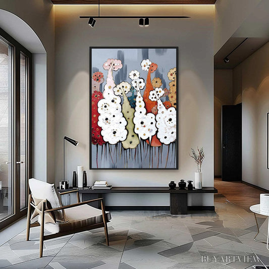 BUYARTVIEW Dreamwood Grove – Whimsical Abstract Forest Textured Impasto Painting - image 2