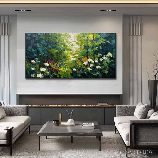 BUYARTVIEW Emerald Glade – Textured Palette Knife Forest Landscape Painting - image 2