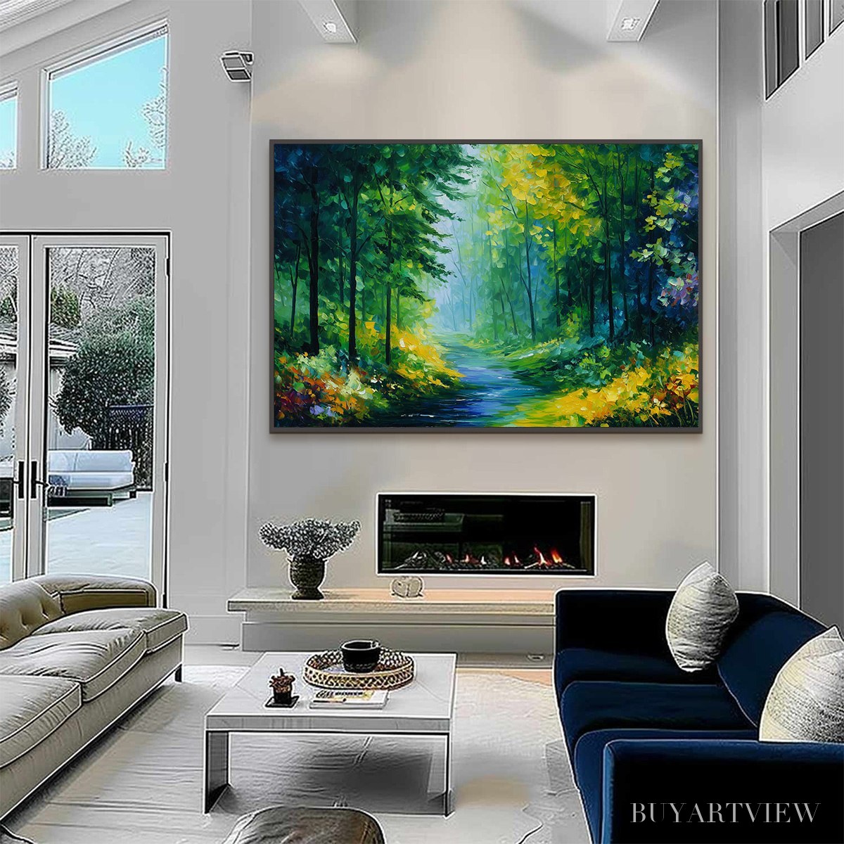 BUYARTVIEW Verdant Whisper – Textured Palette Knife Forest Landscape Oil Painting - image 6