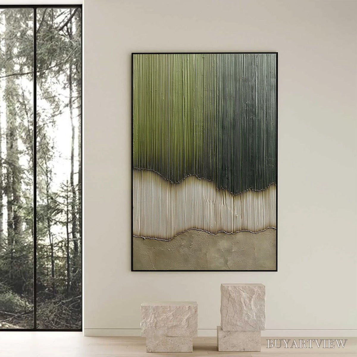 BUYARTVIEW Verdant Strata – Textured Wabi Sabi Abstract Earth Painting - image 6