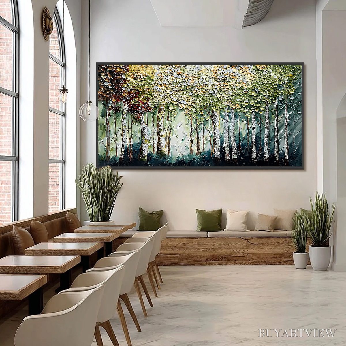 BUYARTVIEW Birch Symphony – Heavy Texture Palette Knife Forest Painting - image 6