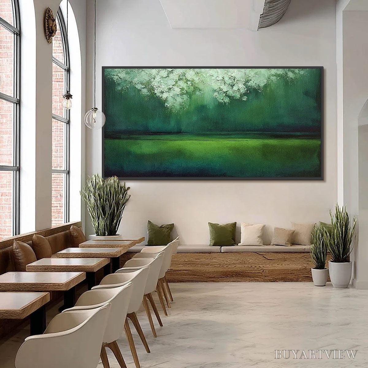 BUYARTVIEW Verdant Stillness – Large Green Abstract Landscape Texture Painting - image 6