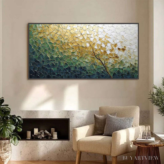 BUYARTVIEW Golden Ascent – Heavily Textured Abstract Tree Landscape Painting - image 2
