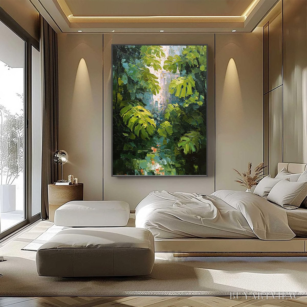 BUYARTVIEW Emerald Sanctuary – Textured Impasto Forest & Plants Oil Painting - image 6