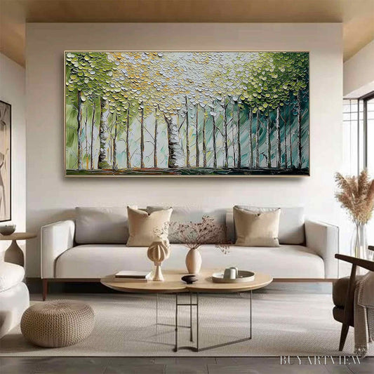 BUYARTVIEW Whispering Grove – Textured Impasto Birch Tree Forest Landscape Painting - image 2