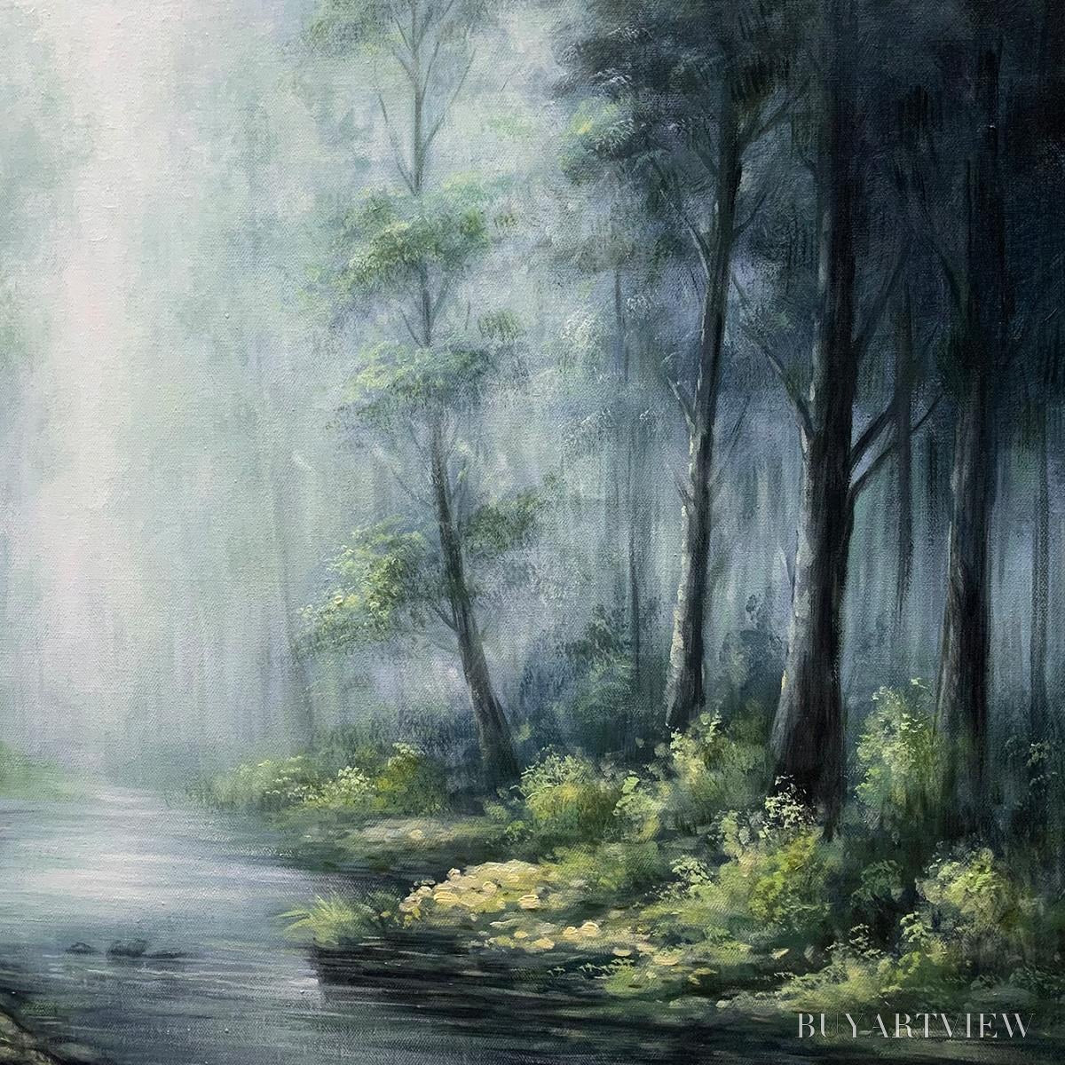 BUYARTVIEW Ready to Ship | Forest Whispers – Panoramic Misty Forest Oil Painting - image 4