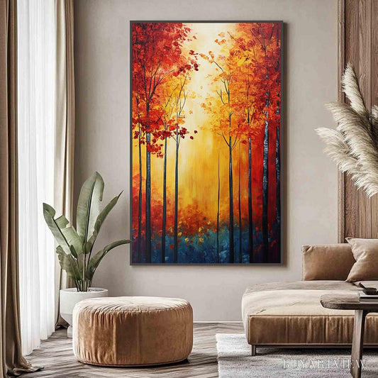 BUYARTVIEW Autumn Glow – Textured Abstract Forest Oil Painting - image 2
