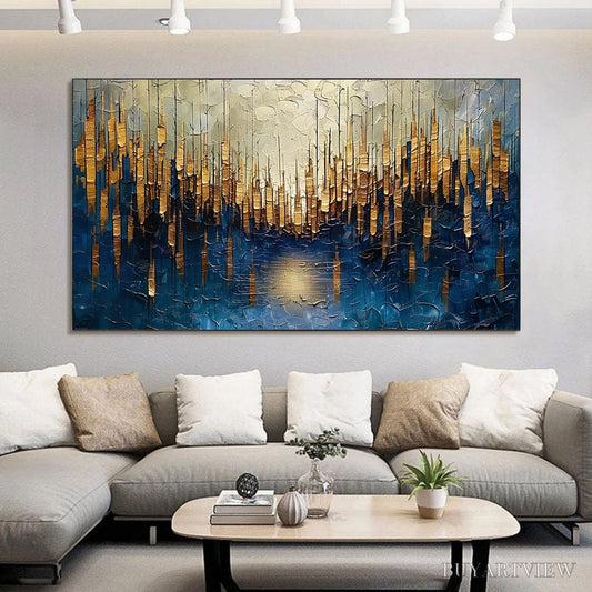 BUYARTVIEW Golden Forest Reflection – Textured Landscape Oil Painting - image 2