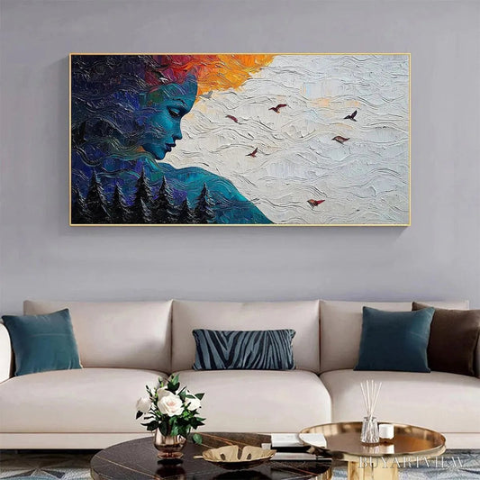 BUYARTVIEW Forest Muse – Textured Impasto Portrait with Nature Oil Painting - image 2
