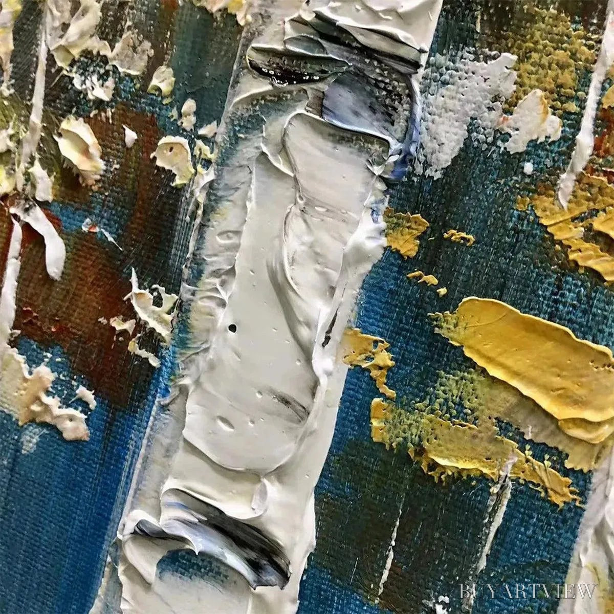 BUYARTVIEW Golden Birch Grove – Forest Painting in Yellow and White - image 6