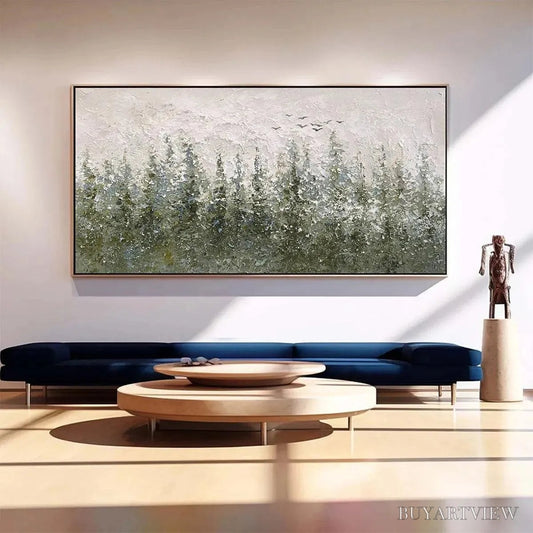 BUYARTVIEW Misty Forest – Textured Atmospheric Forest Landscape Painting - image 2