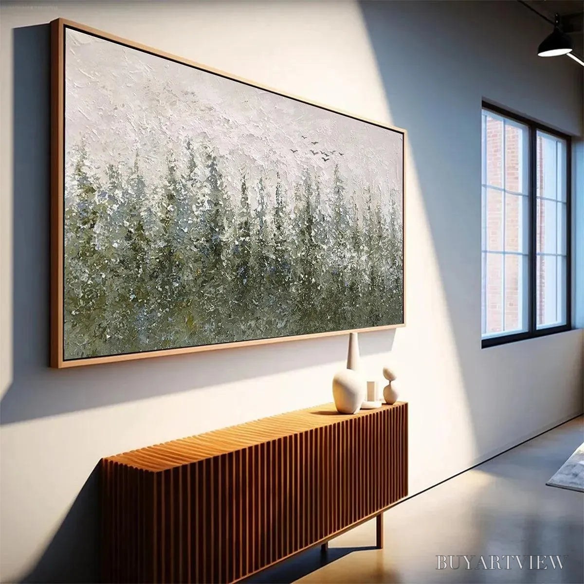 BUYARTVIEW Misty Forest – Textured Atmospheric Forest Landscape Painting - image 6