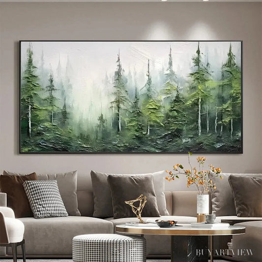 BUYARTVIEW Emerald Forest – Textured Atmospheric Forest Landscape Painting - image 2
