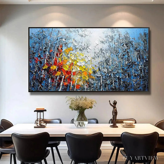 BUYARTVIEW Autumn Aspen – Textured Colorful Forest Landscape Impasto Painting - image 2