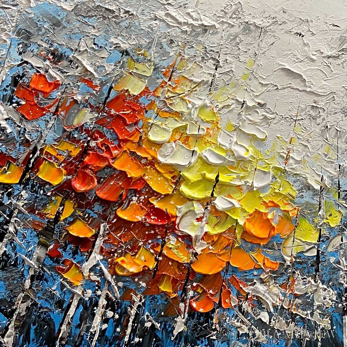 BUYARTVIEW Autumn Aspen – Textured Colorful Forest Landscape Impasto Painting - image 6